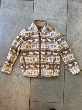 Uniqlo Kids Sherpa Sweater Jacket - Cream & Brown
